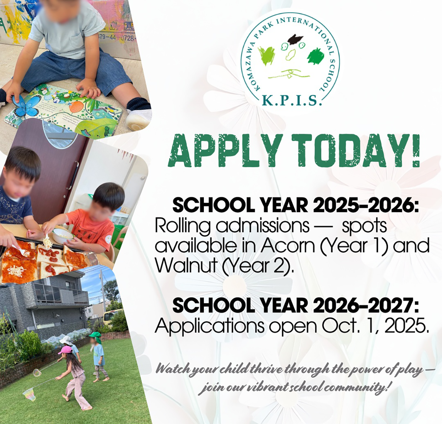 Komazawa park international school | KPIS IS ACCEPTING APPLICATIONS
