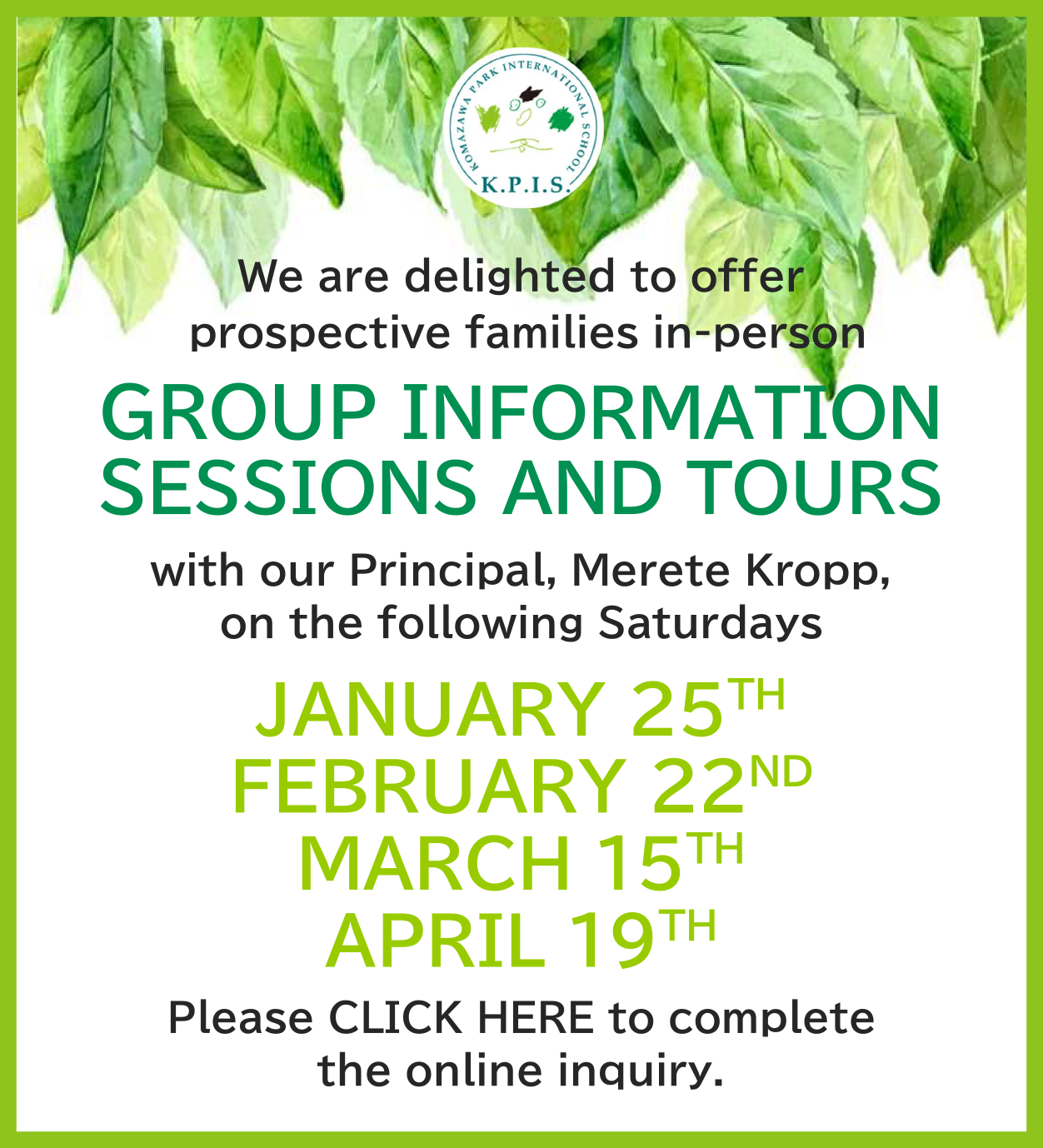 INFORMATION SESSIONS